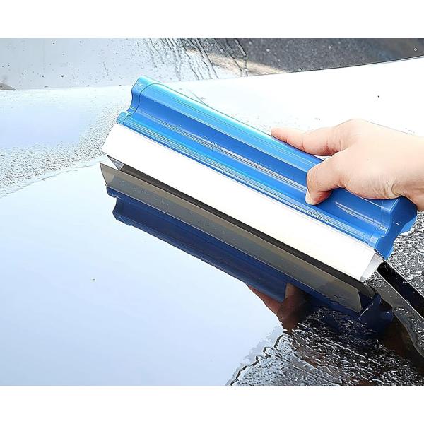 洗車 スクイージー スクレーパー ワイパー ブレード 水切り シリコン 洗車用品 (ブルーダブル30...