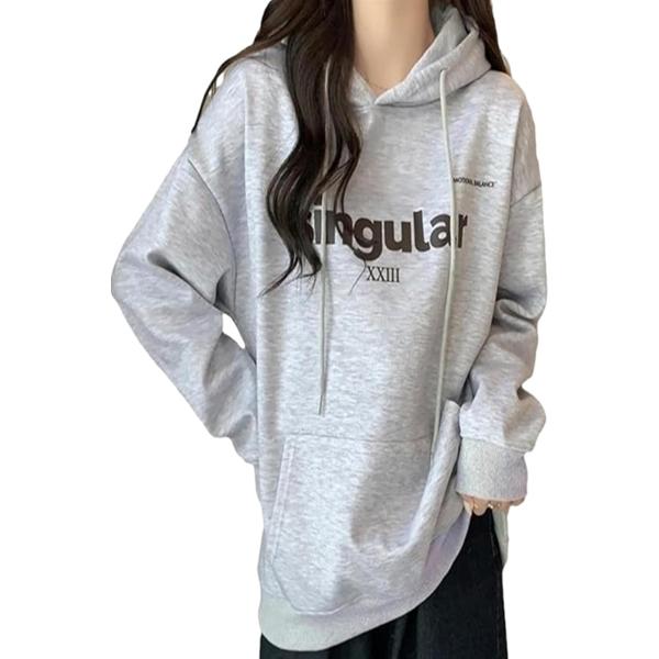 裏起毛 パーカー フード付き プリントパーカー プルオーバーゆったり トップス 前ポケット付き JP...