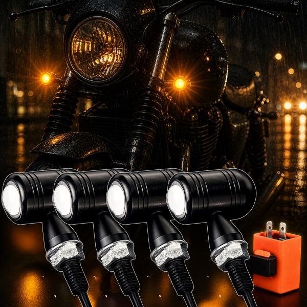 【互換品】 バイク ウインカー LED 12V 汎用 高輝度 ミニ 防水 アンバー 方向指示器 ウィ...