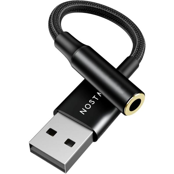 USB イヤホンジャック 変換アダプタ USB2.0 to 3.5mm 変換ケーブル 外付け サウン...