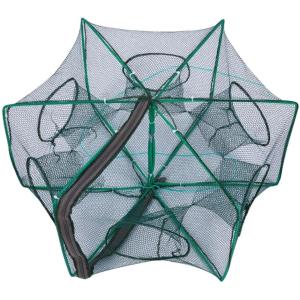 網 仕掛け 魚捕り 川釣り 小魚 エビ カニ 網かご 魚捕り網 投網 折りたたみ可能 (グリーン, 60cmx25cm)