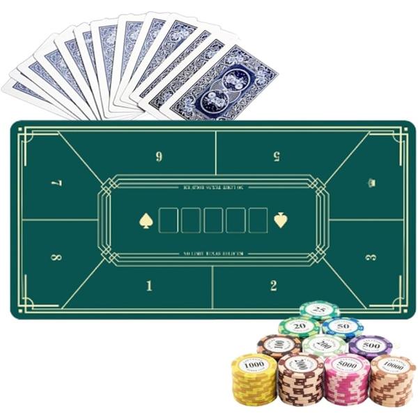 ポーカーマット 8人用 ポーカーテーブル プレイマット 樹脂マット ゴム 40x80cm(グリーン,...