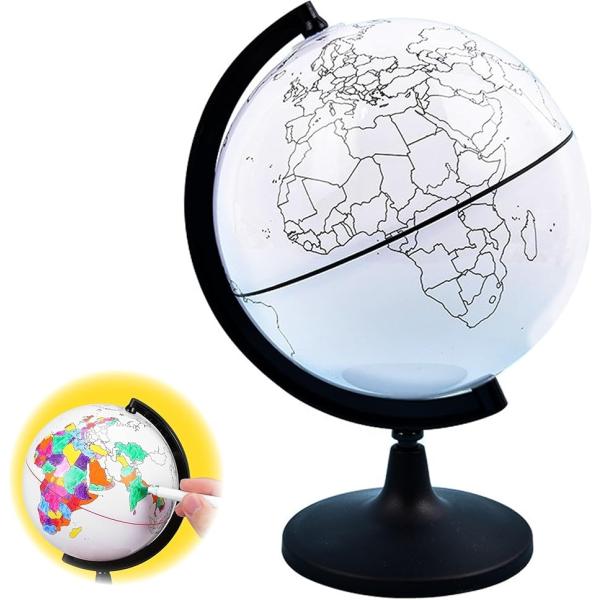白地図 地球儀 14cm ミニ地球儀 塗り 書き 消し 自由自在 地理 旅行 が好きな人必見(ホワイ...