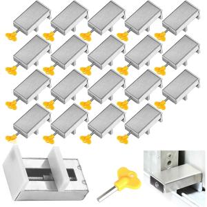 サッシ 窓用 ロック ストッパー 20個 セット 網戸 にも使える 補助錠 防犯 サッシにネジ跡つかない(シルバー)