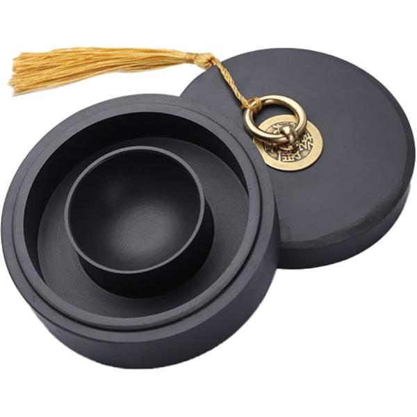 墨池 蓋付き 書道 水墨画 絵手紙 硯池 墨池硯 書画 日本画(12ｃｍ)