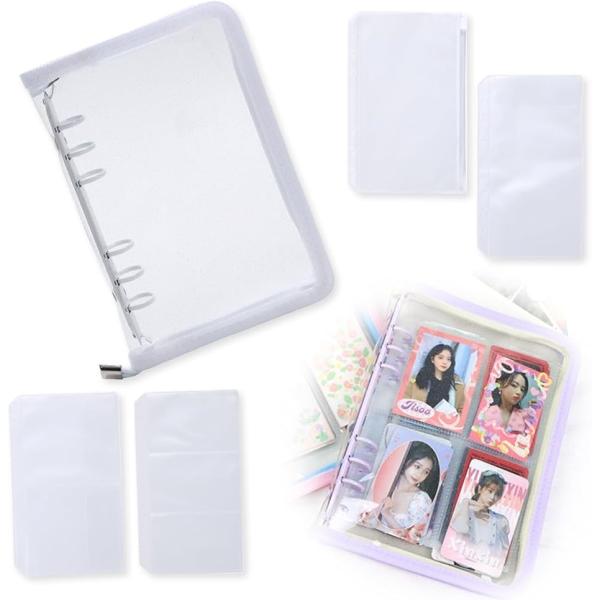 アクスタケース 推し活グッズ 収納 持ち運び ファイル 6リングファスナーケース リフィル( ホワイ...