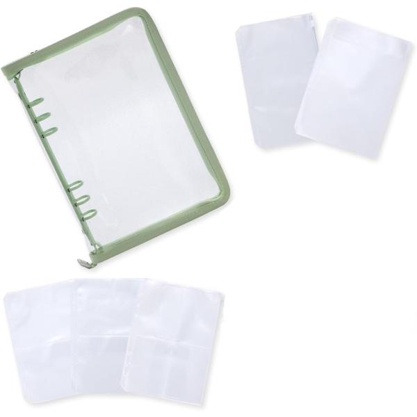 アクスタケース 推し活グッズ 収納 持ち運び ファイル 6リングファスナーケース リフィル( グリー...