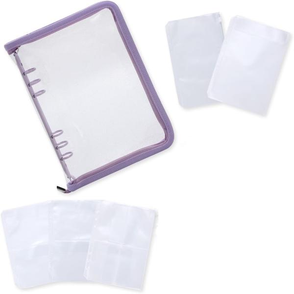 アクスタケース 推し活グッズ 収納 持ち運び ファイル 6リングファスナーケース リフィル( パープ...