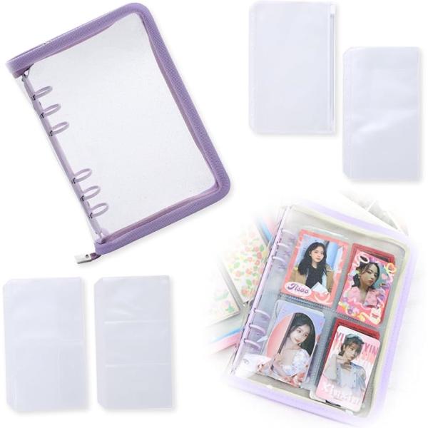 アクスタケース 推し活グッズ 収納 持ち運び ファイル 6リングファスナーケース リフィル( パープ...
