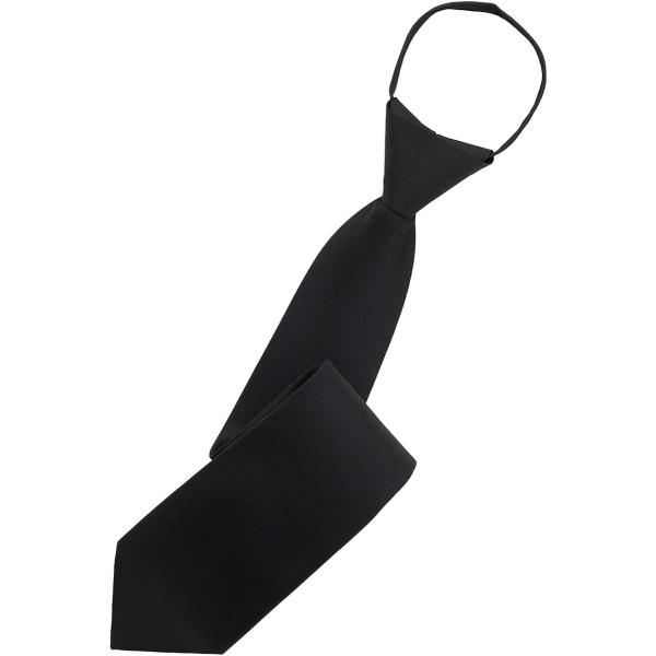 簡単装着 お家で洗える 葬式 黒 ネクタイ ジッパーで誰でもきれいな結び目で 安心(［3］梨地（ザラ...