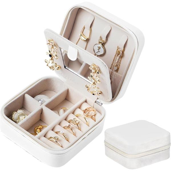 アクセサリーケース 携帯用 持ち運び 収納 ジュエリーケース ピアス イヤリング (ホワイト)