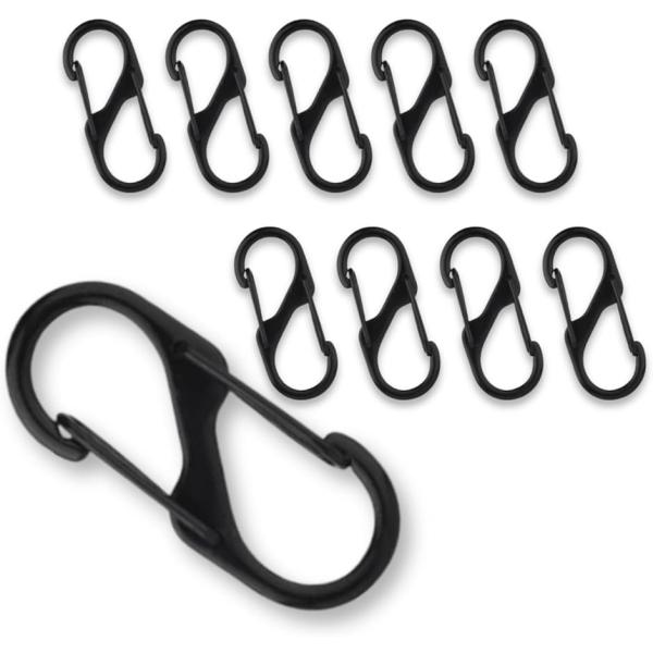 カラビナ 小型 S字カラビナ コンパクト ダブルフック 自動ロック アウトドア キャンプ用品 10個...