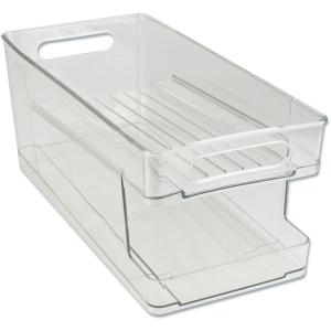 缶ストッカー 転がる缶収納 透明 二重仕上げ 350ml/10缶収納 冷蔵庫スッキリ 省スペース 持ち手付き