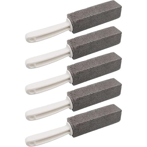 軽石クリーニングブラシ 便器 水垢落とし カルキ汚れ 黄ばみ取り ハンディ ハンドル付き 5本(グレ...