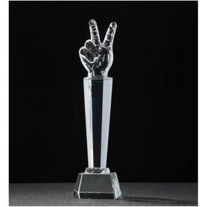 いいねトロフィー ピーストロフィー ピースサイン スポーツ大会 おもしろ 景品 ユーモアアイテム 優勝カップ (透明色, ２７ｃｍ)