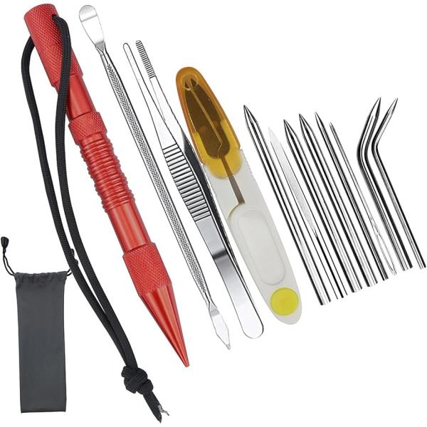 パラコードニードル 12点セット マーリンスパイクセット 編み機 パラコードステッチ ノットツール ...