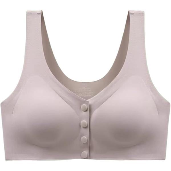 前開き 乳がん用ブラジャー 乳癌 パッド 全摘 手術後 人工乳房用(グレー,  3XL)