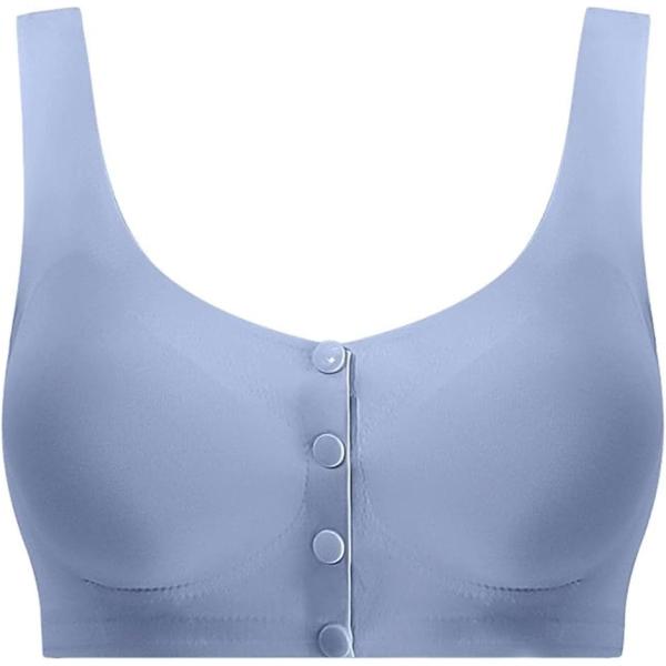 前開き 乳がん用ブラジャー 乳癌 パッド 全摘 手術後 人工乳房用(ブルー,  3XL)