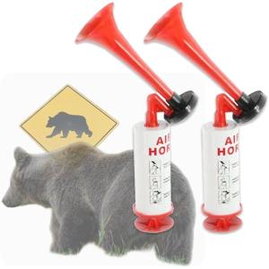 エアーホーン 大音量 手動式 スポーツ観戦 山登り 熊よけ 護身用 2個セット (レッド)