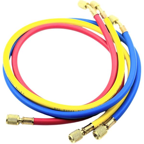 エアコンガス チャージホース 3本セット R134a R12 R22 R502 冷媒 対応 1/4フ...