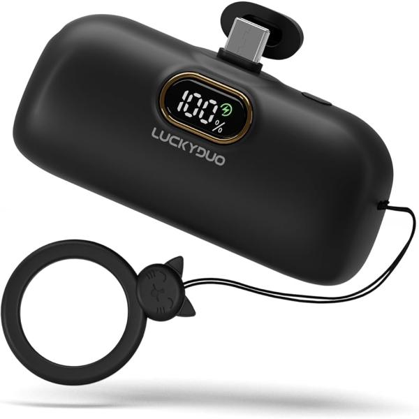 モバイルバッテリー 軽量 小型 5000mAh Type-Cコネクター内蔵 コードレス コンパクト ...