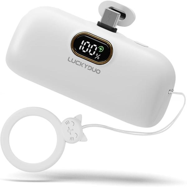 モバイルバッテリー 軽量 小型 5000mAh Type-Cコネクター内蔵 コードレス コンパクト ...