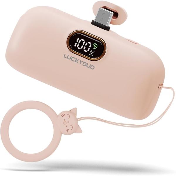 モバイルバッテリー 軽量 小型 5000mAh Type-Cコネクター内蔵 コードレス コンパクト ...