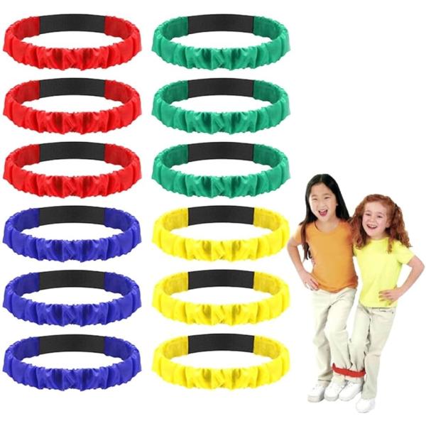 二人三脚用ベルト バンド 運動会 体育祭 競技 競争 2人3脚 足固定(レッド イエロー ブルー グ...