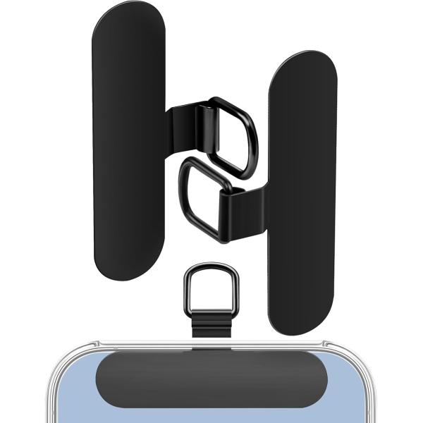 ストラップホルダー 2枚 スマホストラップ 金属製 0.2mm極薄 ストラップホール 便利 (黒黒-...