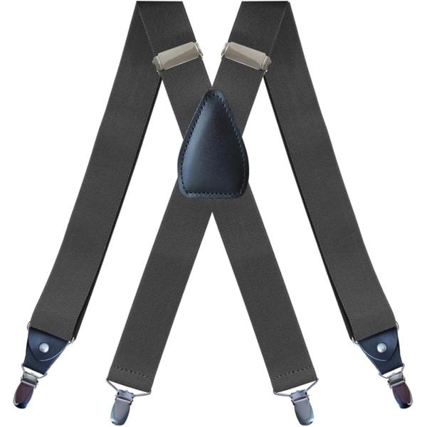 サスペンダー X型 幅35mm 4クリップ 幅広 ユニセックス 日本国内検品 SP77(チャコール)
