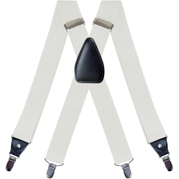 サスペンダー X型 幅35mm 4クリップ 幅広 ユニセックス 日本国内検品(ホワイト)