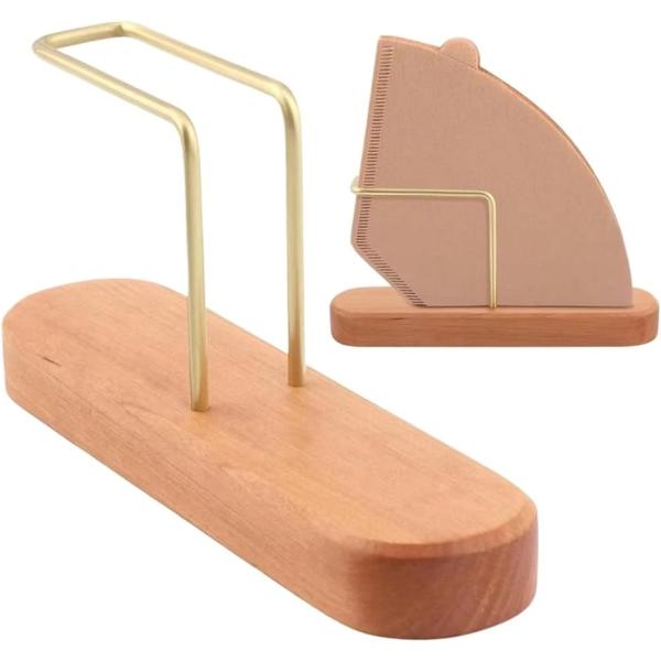 コーヒーフィルターホルダー スタンド 木製 コーヒー用紙 使い捨て ケース(ナチュラル,  スモール...