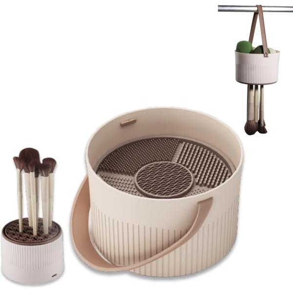 メイクブラシクリーナー 3in1 洗浄 乾燥 収納 メイクブラシセット 無臭 おしゃれ パフクリーナ...