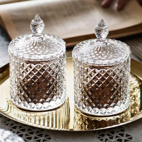 ガラス製 コットンケース 綿棒ケース 小物入れ 蓋付き 楊枝 ホテル 旅館 美容室 カフェ エステ ...