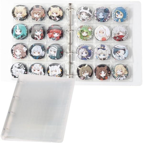 缶バッジ 収納ファイル 缶バッジケース 58mm 大容量 落下防止フタ付き 持ち運び 72〜96個(...