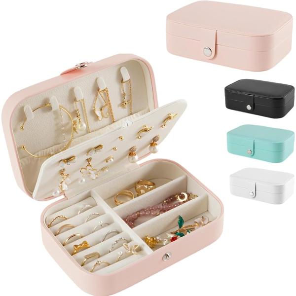 ピアスケース アクセサリーケース ジュエリーボックス 収納 持ち運び コンパクト(ピンク)
