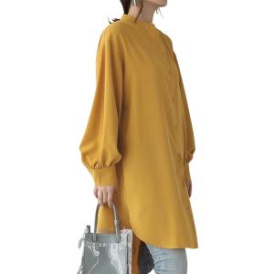チュニックブラウス シャツワンピース レディース 春 夏 秋 トップス ロング 長袖 パフスリーブ ...
