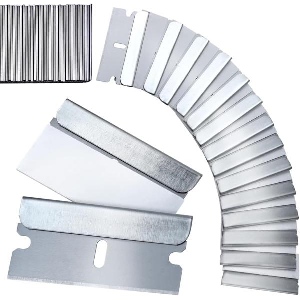100枚入り スクレーパー 替刃 スクレーパー金属片面刃 スクレーパーブレード 剃刀 交換部品 工具...