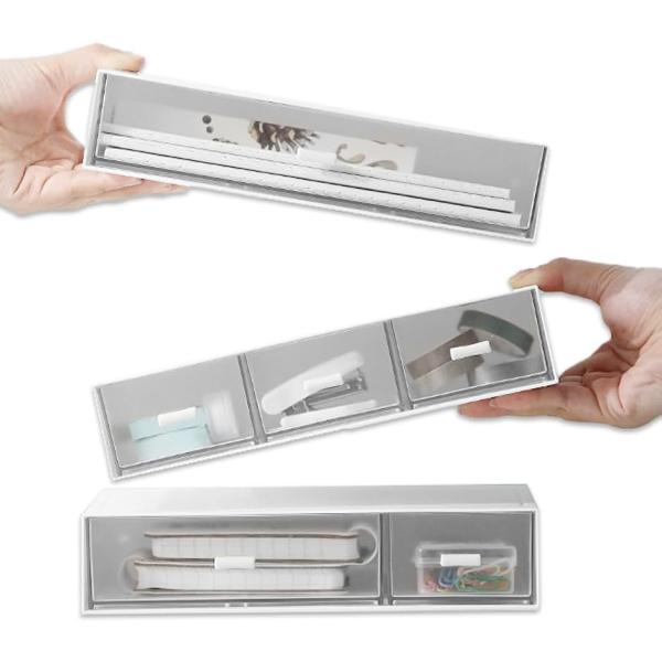 引き出し 収納 卓上 小物 ボックス A5 対応 レター 3段 (ホワイト,  奥行/約16.5cm...