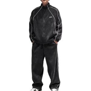 ベロア セットアップ メンズ 上下 ジャージ スポーティー ライン ストリート 衣装 秋服 冬服 部...