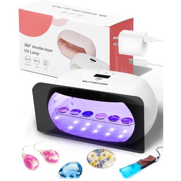 BUTIRESIN60W 超強力 UVランプUV レジン ライト 2in1 - 長時間タイマー設定 ...