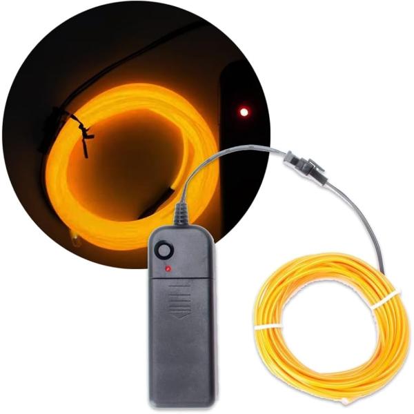 ELワイヤー 車 電池ボックス付 発光 ネオン チューブ (イエロー)