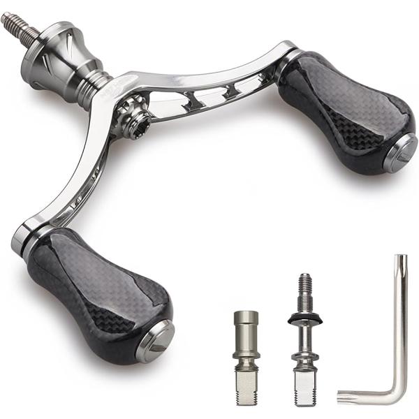 80mm リール ハンドル 20mm カーボン ノブ 搭載 シマノ ダイワ 通用 スピニングリール用...