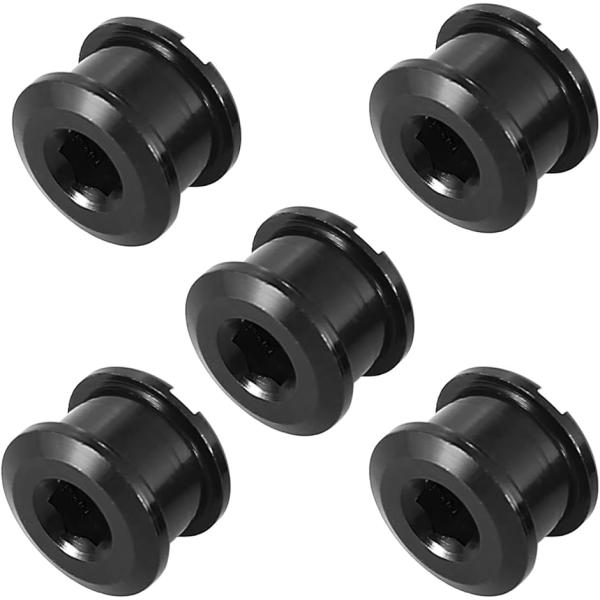 チェーンリングボルト 自転車 フロント ギア 固定ネジ 軽量 アルミ合金 5個入り(ブラック,  シ...