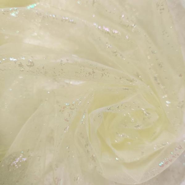 2way ラメ チュール 生地 キラキラ 幅150cm カラフル レース 手芸 衣装 布(イエロー,...