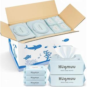 Hugmuu ハグムー おしりふき 厚手 おしり拭き 大判 蓋付き お尻拭き 赤ちゃん ベビーワイプ 出産祝い (2wayセット)