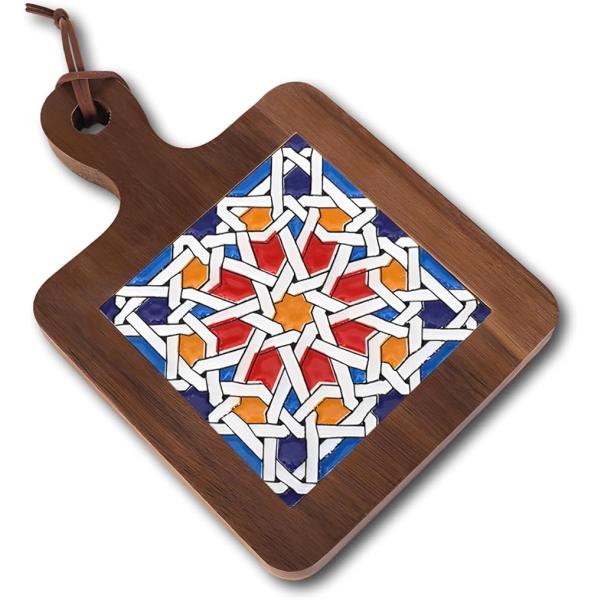 鍋敷き 木製 耐熱 タイル 北欧 ポットマット(9)