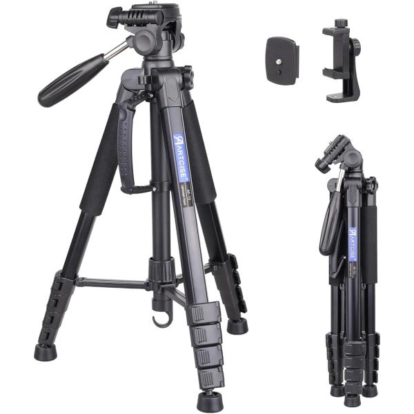 軽量 カメラ 三脚 188cm 5段階伸縮 360°回転 アルミ製 スマホビデオ ハンドル 3Way...