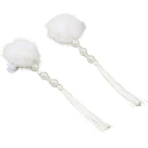 チャイナ 髪飾り お団子カバー ヘアアクセ チャイナお団子 (ホワイト)の商品画像