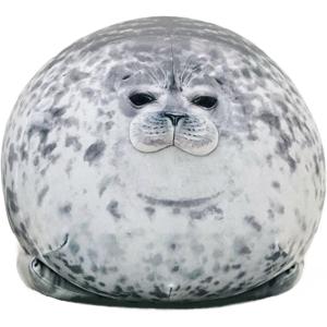 アザラシ 抱き枕 クッション ぬいぐるみ 動物 ふわふわ 添い寝枕 昼寝枕(グレー, 60cm)